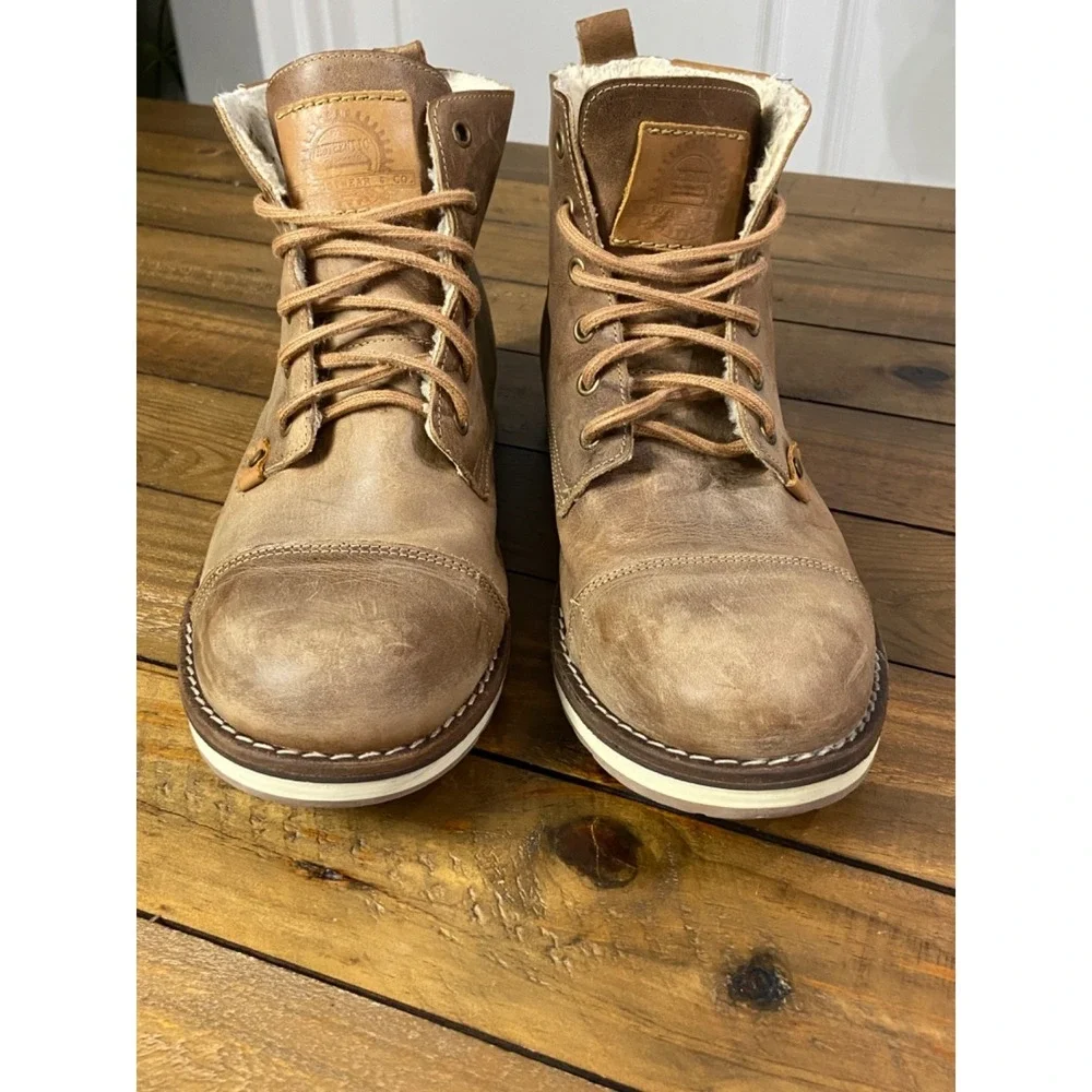 Bullboxer Gelos Men's Boots Size 13 Brown Leather Cap Toe Fur Lined Portugal